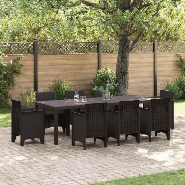 vidaXL Masă de Grădină Maro 250 x 100 x 73 cm poliratan