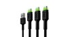 Set de cabluri Green Cell 3x GC Ray USB-C 200 cm Cablu USB de date și încărcare cu iluminare cu LED-uri verzi Suport pentru încărcare rapidă Ultra Cha
