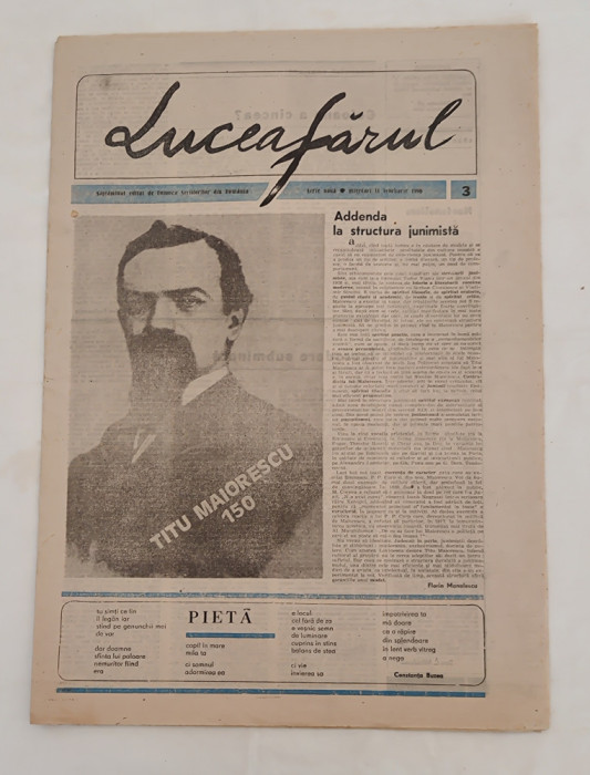 Ziarul LUCEAFĂRUL (11 februarie 1990) Serie nouă Anul 1, nr. 3