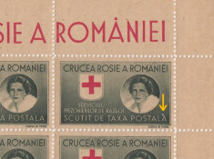 ROMANIA 1946 - CRUCEA ROSIE SV. PRIZONIERILOR DE RAZBOI COALA CU EROARE MNH foto
