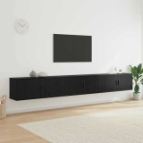 vidaXL Set Dulap TV montat pe perete 3 pcs Stejar Negru Lemn compozit 3415602