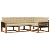 vidaXL Set de canapele de exterior cu pernă 4 pcs Natural și Bej 3381393