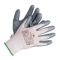 Manusi de Protectie PROTEK Bunting Albe ECO, Marimea 11, cu Poliuretan in Palma, Material Tricot din Nylon, Manusi Protectia Muncii, Manusi cu Poliure foto