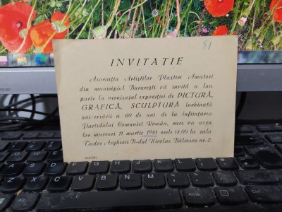 Invitație Asociația Artiștilor Plastici Amatori 60 ani de la &amp;icirc;nființarea PCR 202 foto