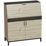 HOMCOM Birou-secretar industrial cu rafturi și cadru metalic 100 cm lemn natural și negru | Aosom Romania