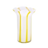 Vaza flori sticla alba galbena 16 x 25 cm