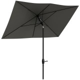Outsunny Umbrelă de Soare Dreptunghiulară, Umbrelă pentru terasă cu &icirc;nclinare și deschidere cu manivelă, 300x200x248 cm, Gri | Aosom Romania