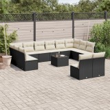 Gossi set mobilier de gradina cu perne, 13 piese, negru, poliratan