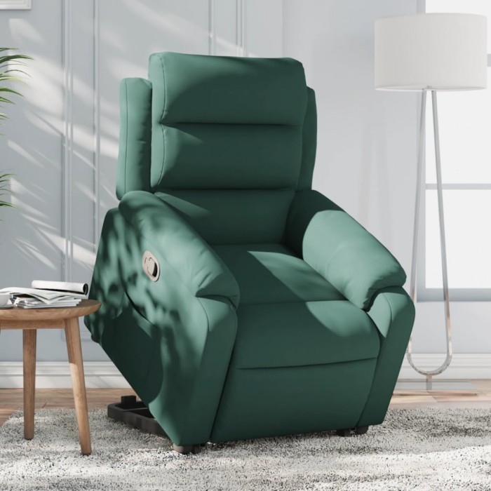 vidaXL Fotoliu rabatabil cu ridicare, verde &icirc;nchis, catifea 3205094