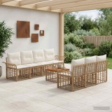 Cumpara ieftin Set de canapele de exterior 8 buc. Alb Natural si Crem