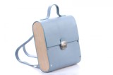 Cumpara ieftin Rucsac dama din piele naturala si lemn reciclat, lucrat manual, Dory, Handmade, Bleu, Produsa in Romania