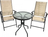 Heinner Set 2 Scaune Pliabile + Masa Texas Dia 60x71 cm Otel Sticla Textilen