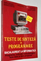 Teste de sinteza in programare - bacalaureat la informatica