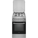 Aragaz NLT 5604IX/FE1, 50x60, plita gaz si cuptor electric, ventilator, aprindere electrica plita, gratare fonta