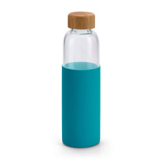 Sticla de apa sport 600 ml cu manson din silicon, Everestus, 20FEB1075, Sticla, Albastru, saculet inclus foto