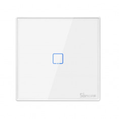 Comutator Wi-Fi Sonoff T2EU1C-RF cu 1 canal, 433 MHz, Semnal RF, Alb - RESIGILAT