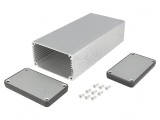 Carcasă aluminiu gri cu panou 78x160x43mm