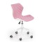 Scaun birou copii HM Matrix 3, stofa piele ecologica, inaltime reglabila, rotire 360 , roti pivotante, cadru metalic vopsit, 100 kg, roz alb