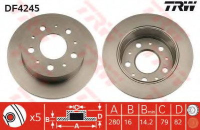 Disc frana PEUGEOT BOXER platou / sasiu (244) (2001 - 2016) TRW DF4245 foto