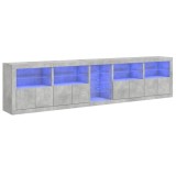 Dulap cu lumini LED, gri beton, 283x37x67 cm