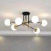 Lustra cu Abajur Alb Rotund, PENTHOUSE Lounge, 6xE27, Negru Auriu, Metal, Alessandro DESIGN