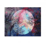 Set de pictura cu numere Wonzom, vopsea acrilica, model luna, 40 x 50 cm