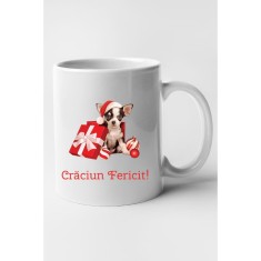 Cana alba personalizata "Craciun Fericit!, modelul 41", INOVATIX&reg;️. 330ml