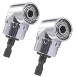 Cumpara ieftin Set 2 Adaptor unghiular pentru bormasina HEX, 1/4&quot;, JENUOS&reg;, cap inclinat, unghi 105 grade, tija hexagonala, Argint