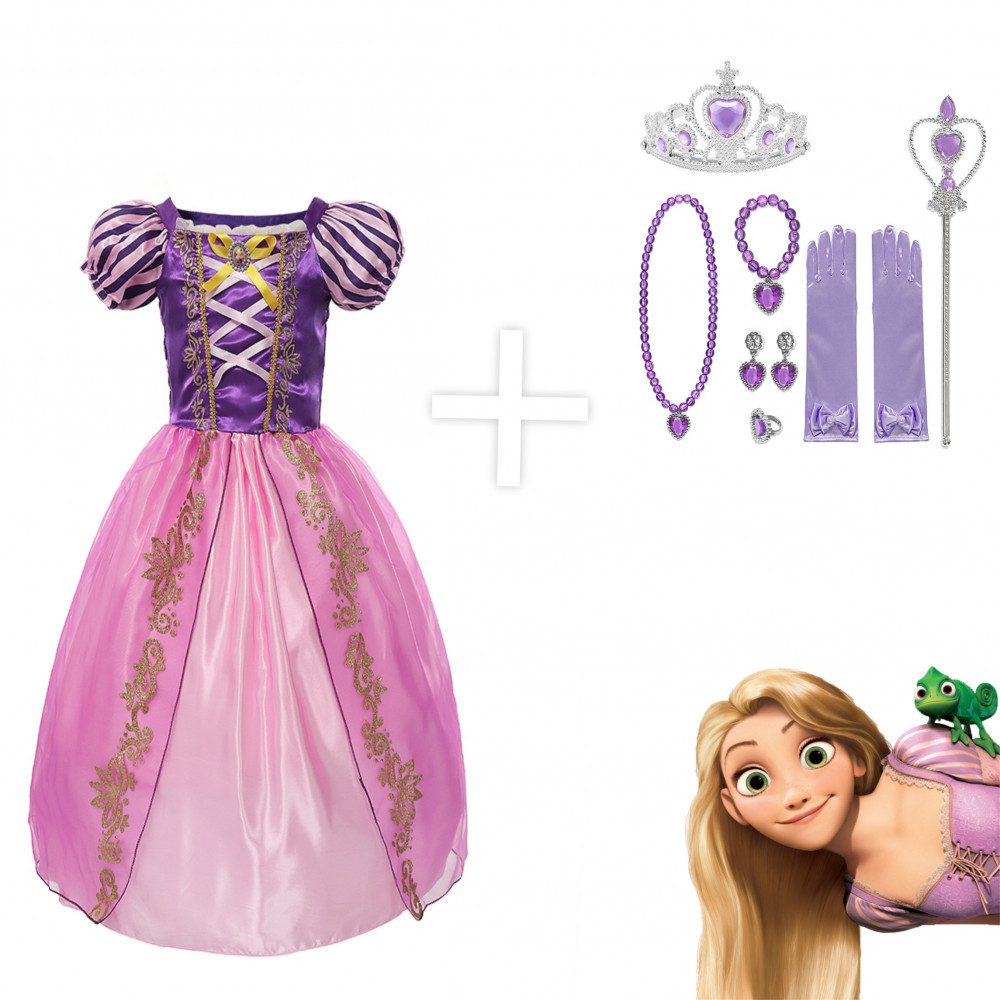 Rochie fetite printese Disney Rapunzel, 3-4 ani + 7 accesorii | arhiva  Okazii.ro