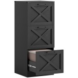 HOMCOM Corp de birou cu 3 sertare, dosare suspendate pentru formate Letter/A4, stil rustic, 40x40x101cm, Negru | Aosom Romania
