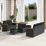 vidaXL Set de canapele pentru grădină cu pernă 8 pcs Negru Rattan poli