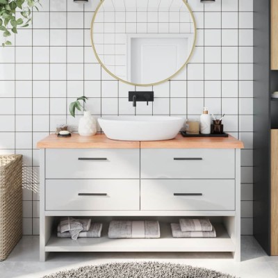 vidaXL Blat de baie, maro deschis, 140x60x(2-4) cm, lemn masiv tratat 3156151 foto