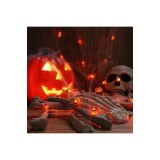 Lumini cu fir dovleac de Halloween - 2 m - 20 LED - funcționează cu baterii - decor pentru interior și exterior