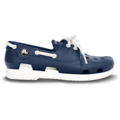 Pantofi Crocs Kids&#039; Beach Line Lace Boat Shoe Albastru - Navy/White
