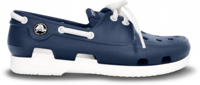 Pantofi Crocs Kids&amp;#039; Beach Line Lace Boat Shoe Albastru - Navy/White foto