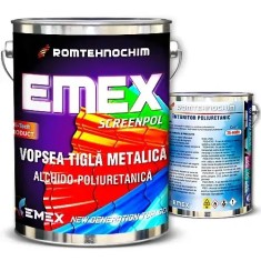 Pachet Email Alchido-Poliuretanic &ldquo;Emex Screenpol&rdquo; - Negru 9005 - Bid. 4 Kg + Intaritor 0.92 Kg