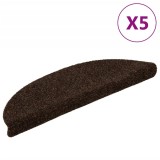 Cumpara ieftin Covorașe pentru scări autoadezive, 5 buc., 56x17x3 cm, maro, semirotunde