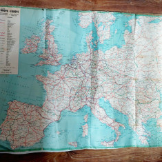 Harta rutiera Europa, A. Barsan, 1982, lipita pe panza, 1:4.000.000
