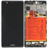 Huawei P9 (EVA-L09, EVA-L19) Capac frontal al modulului de afișare + LCD + digitizer + baterie gri 02350RPT
