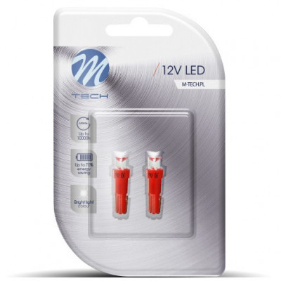 Set 2 Buc Bec Led M-Tech T5W 12V W2X4,6D Rosu LB002R foto