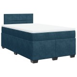 Cumpara ieftin Pat box spring cu saltea, albastru inchis, 120x200 cm, catifea
