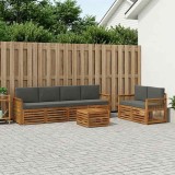 vidaXL Set de canapele de exterior cu pernă 7 pcs Natural și Antracit 3384058