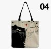 Tote bag cu model pisica 04 , 100% linen, 40x38 cm - Copie