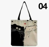 Cumpara ieftin Tote bag cu model pisica 04 , 100% linen, 40x38 cm - Copie