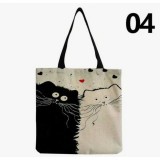 Tote bag cu model pisica 04 , 100% linen, 40x38 cm - Copie