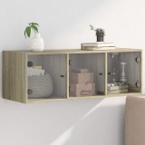 vidaXL Dulap de perete cu uși din sticlă, stejar sonoma, 102x37x35 cm