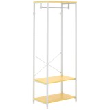 HOMCOM Suport 2 &icirc;n 1 pentru Haine cu Depozitare Pantofi, Șină Suspendată și 2 Rafturi de Depozitare, 60x40x167.5 cm, Natural | Aosom Romania