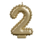 Lum&acirc;nare aniversară aurie metalizată cu numărul 2, CMCLASS