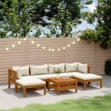 VidaXL Set mobilier grădină cu perne crem, 7 piese, lemn masiv acacia 3086946