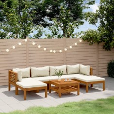 Gossi set mobilier gradina cu perne crem, 7 piese, lemn masiv acacia